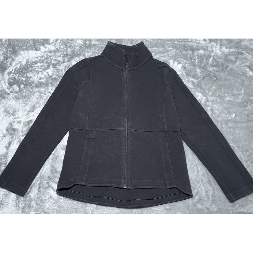 Lululemon Jacket Womens Size 4 Black Full Zip Cotton Blend Logo Preppy Gym Yoga